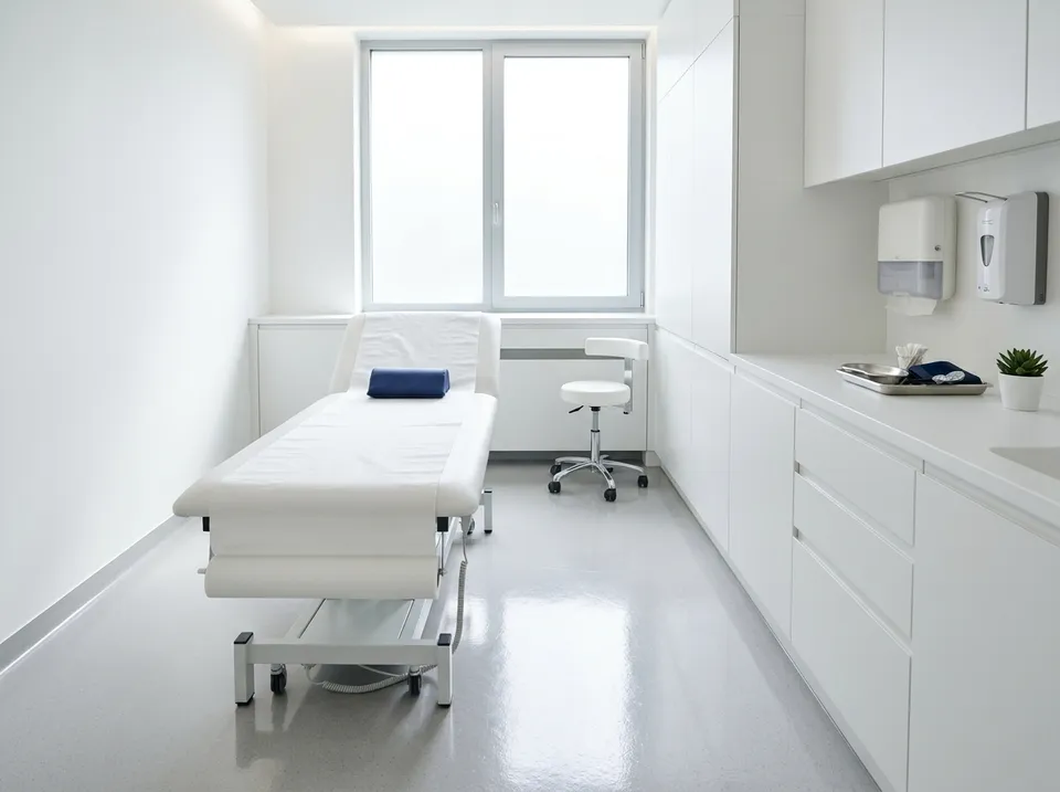 Hygienisch sauberer Behandlungsraum einer Praxis